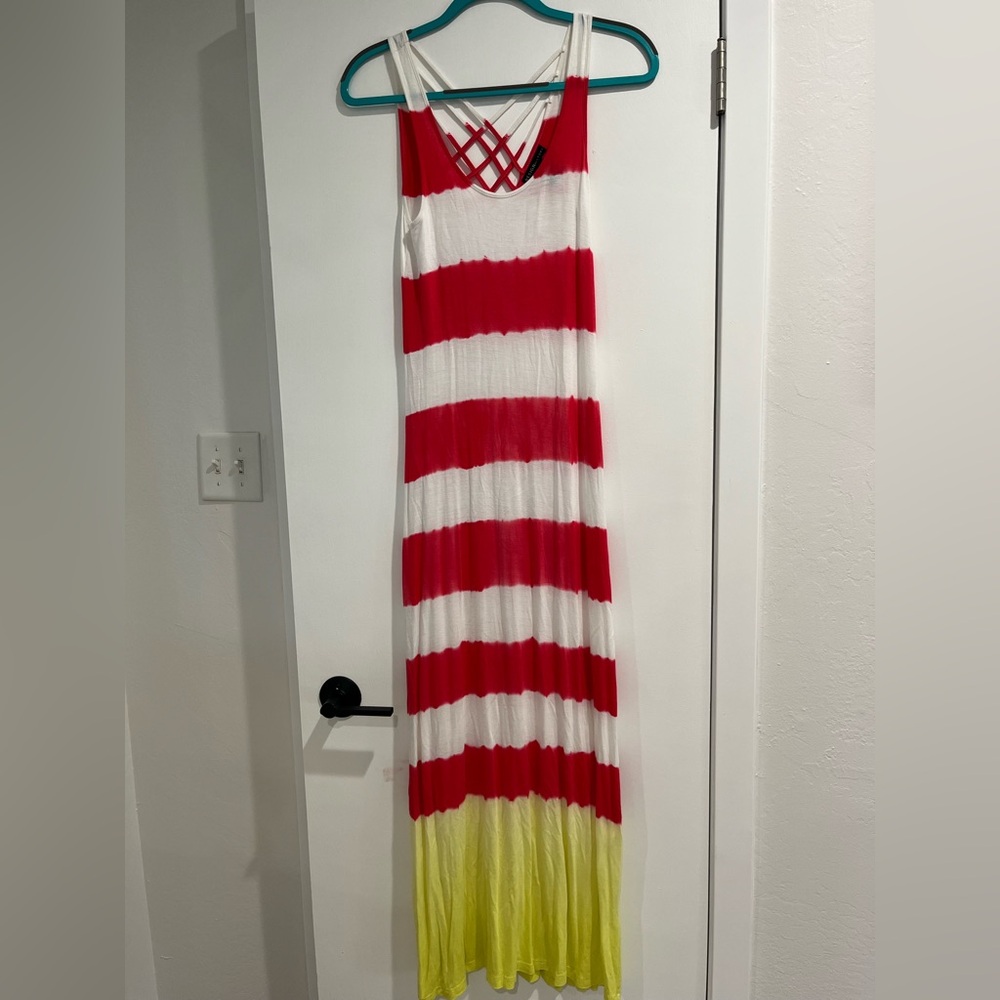 Red and Yellow Striped Maxi Dress Size PS